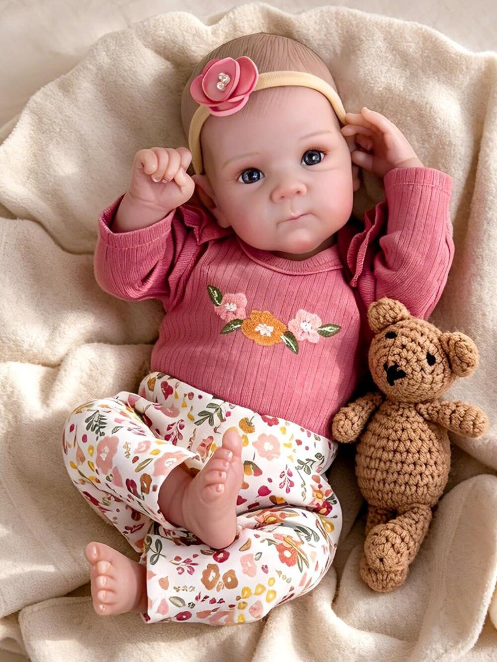 20 Inch Reborn Baby Doll Girl Floral Outfit Weighted Cloth Body Newborn
